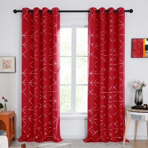 Deconovo Women’s Size Neutral Patterned Blackout Curtains 2 Panels - 1 of 4