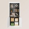 Tall Storage Bookcase with 3-Tier Open Shelves and Double Door, Roman Column Design, Wood Grain Display Storage Cabinet for Home Office, Living Room - 2 of 4