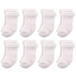 Hudson Baby Infant Unisex Cotton Rich Newborn and Terry Socks, White Terry
