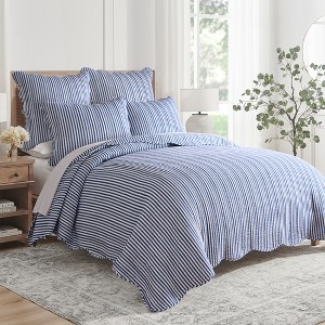 Martha Stripe Blue Quilt Set - Levtex Home - 1 of 4
