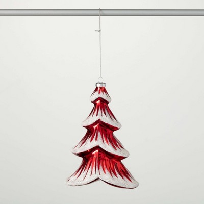 8"H Sullivans Christmas Red Frosted Tree Ornament  Red-White