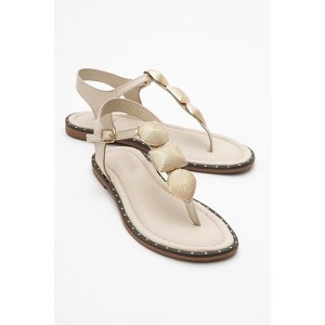 Giulia - Beige Leather Flat Sandal (Women) | Forever & Always Shoes - 1 of 4