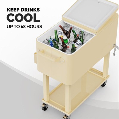 Karl Home 80 QT Patio Cooler Cart with Tray