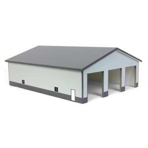 1/64 Light & Dark Gray 3 Door 60ft x 80ft Wooden Implement or Shop Building STA-212 - 1 of 3