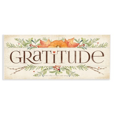 Stupell Industries Seasonal Gratitude Floral Leaves, 17" x 7"