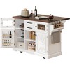 YOOCOZZ Kitchen Island with Drop Leaf, Cross Barn Doors+Glass Door, 4 Door Shelves, Power Outlet, 4-Wheel Rolling Cart - 2 of 4