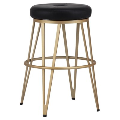 Matthews 25" Modern Faux Leather Swivel Counter Stool in Black - Brant House