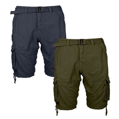 Galaxy By Harvic 2-Pack Men's Vintage Cotton Cargo Belted Shorts (Sizes, 30-42)