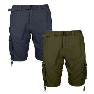 Galaxy By Harvic 2-Pack Men's Vintage Cotton Cargo Belted Shorts (Sizes, 30-42) - 1 of 3