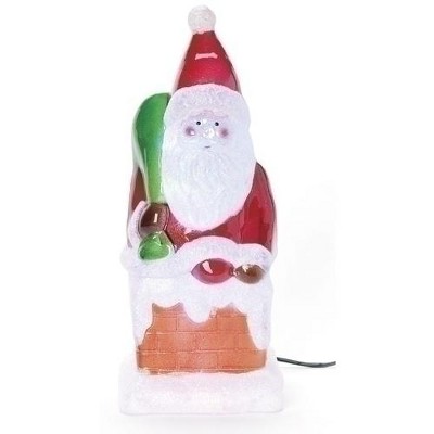 Roman 12" Red and White LED Lighted Color Changing Santa Claus in Chimney Christmas Figure