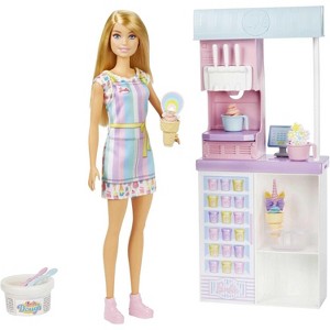 Barbie Careers Ice Cream Shop Playset with Blonde Doll, Ice Cream Machine - 1 of 4