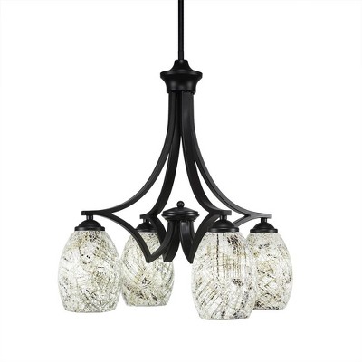 Toltec Lighting Zilo 4 - Light Chandelier in  Matte Black with 5" Natural Fusion Shade
