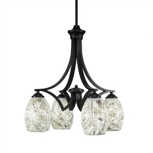 Toltec Lighting Zilo 4 - Light Chandelier in  Matte Black with 5" Natural Fusion Shade - 1 of 1