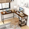 Costway L Shaped Corner Computer Desk 54.5" Office Workstation w/ 2 Outlets & USB Ports - 2 of 4
