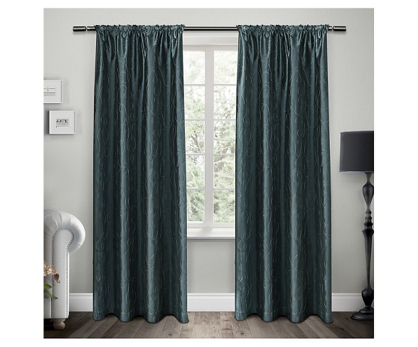 Set Of 2 Saturn Rod Pocket Window Curtain Panels Cobalt Blue (54"X96") Exclusive Home