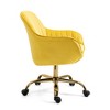 Velvet Home Office Chair with Gold Base Upholstered Tufted Modern Height Adjustable 360 Degree Swivel Desk Chair Humanized Armrest for Living Room - 3 of 4
