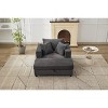 Chaise Lounge with Removable Ottoman, Corduroy Upholstered Armchair Accent Chair Sleeper Sofa Chair - ModernLuxe - 4 of 4