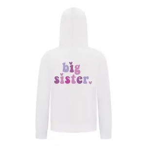 Everyday Kids Big Sister Girls Zip Up Hoodie – Cute Colorful Sibling Sweatshirt - 1 of 4