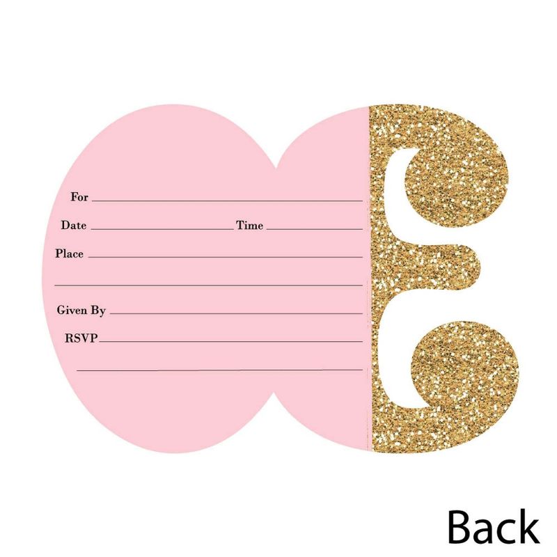 Big Dot of Happiness Chic 30th Birthday - Pink, Black and Gold - Shaped Fill-in Invites - Birthday Party Invitation Cards with Envelopes - Set of 12, 5 of 8