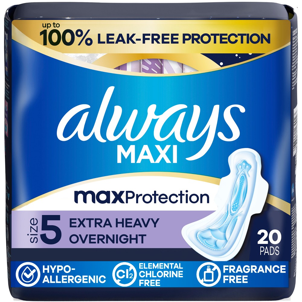 UPC 037000179023 product image for Always Maxi Extra Heavy Overnight Pads with Wings - Size 5 - 20ct | upcitemdb.com
