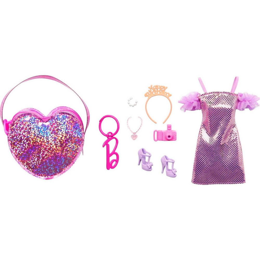 Photos - Doll Accessories Barbie Clothes, Deluxe Bag with Birthday Outfit and Themed Accessories 