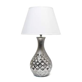 Juliet Ceramic Table Lamp with Fabric Shade Metallic Silver - Elegant Designs