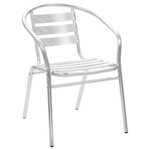 vidaXL Stackable Aluminum Patio Chairs - Modern, Weatherproof, Functional Design for Indoor & Outdoor Seating - Silver - Set of 2 - 1 of 4