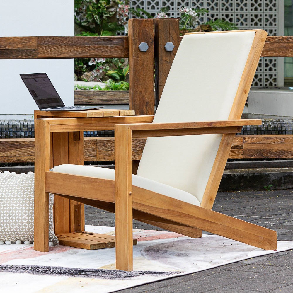 Cambridge Casual Napa Teak Upholstered Outdoor Adirondack Chair Textiline Tan: Quick-Dry Foam, Weather-Resistant