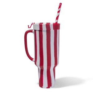 Silipint: Silicone 64oz Straw Tumbler: Peppermint Stripe - 1 of 4