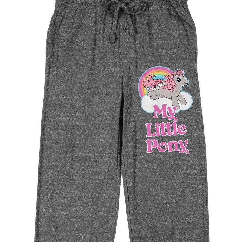 My Little Pony Retro Rainbow Cloud Logo Men's Heather Gray Sleep Pajama Pants, 2 of 4