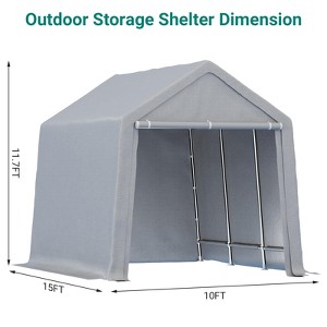 Outdoor Storage Shed with Metal Frame, Waterproof PE Cover & Roll-Up Zipper Door, Portable Car Shelter Tent for Motorcycle, Bike, Garden Tools - 1 of 4
