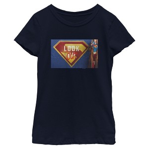 Girls Supergirl Look Out Graffiti Poster T Shirt - 1 of 4
