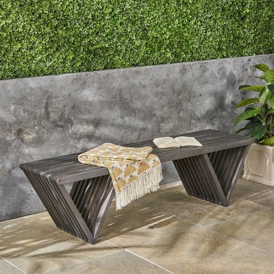 MOEPISY Acacia Wood Bench With Sharp Edges And Unique Geometric Design