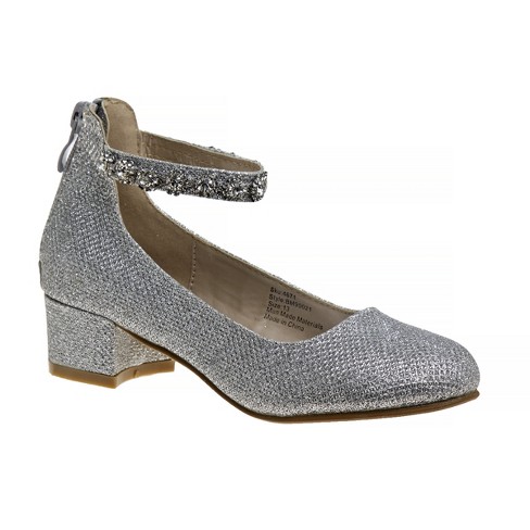 Silver dress outlet shoes block heel