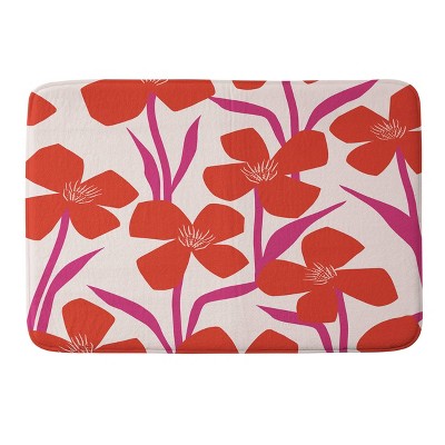 Maritza Lisa Floral Pattern Bath Mat Red - Deny Designs : Target