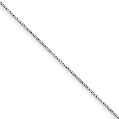 Black Bow Jewelry 1mm, 10k White Gold, Box Chain Necklace