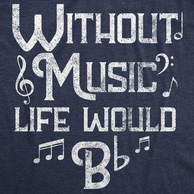 Мужские футболки Crazy Dog T-Shirts, Inc. Mens Funny T Shirts Without Music Life Would B Flat Sarcastic Musical Graphic Novelty Tee for Men - Crazy Dog Men's T Shirt For Music Lovers Navy M — фото 2
