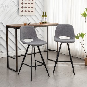 28.25" Fabric Plush Counter Height Stools, Set of 2 with Footrest and Metal Legs for Kitchen, Bar, and Dining - 1 of 4