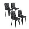 CAVINAS Dining Table Set for 4 Square Dining Table Set Modern Faux Marble Tabletop Iron Legs - 2 of 4