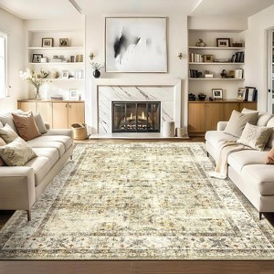 Floral Indoor Rug - Non-Slip, Washable Low-Pile Carpet for Living Room, Bedroom & Kitchen | Stain-Resistant - 1 of 4