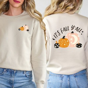 Simply Sage Market Women's Graphic Sweatshirt Boho It's Fall Y'all Pumpkins Front and Back - 1 of 4
