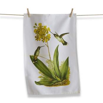 TAG Hummingbird Yellow Flower Cotton   Kitchen Dishtowel 26L x 18W in.