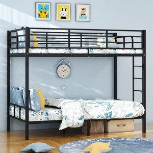 Karl Home Twin over Twin Steel Bunk Bed Frame with 14.8inch Height Guardrail, Bedroom Dorm Room for Kids Adult Children - 1 of 4