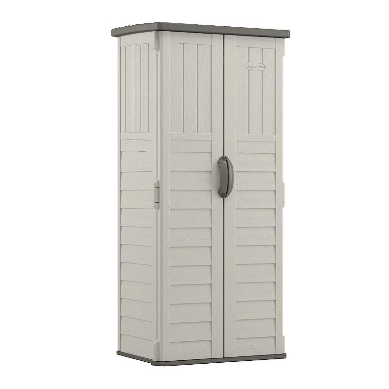 Suncast BMS1250 32.25" x 25.5" x 72" 22 Cubic Feet Resin Versatile Vertical Storage Shed Building for Garage, Vanilla and Stormy Gray, 2 of 5