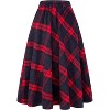 Women's Plaid Wool Skirt - Elastic Waist A-Line Pleated Tartan Long Skirt Long Red - 2 of 4