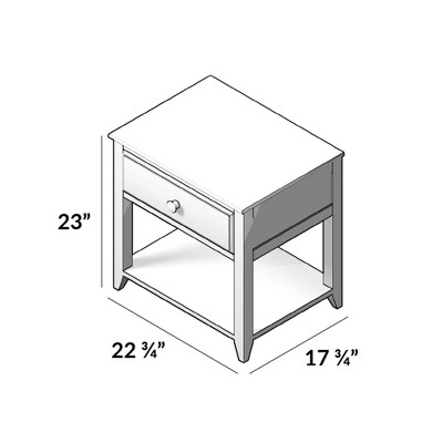 Gray Pine 1-Drawer Nightstand with Shelf