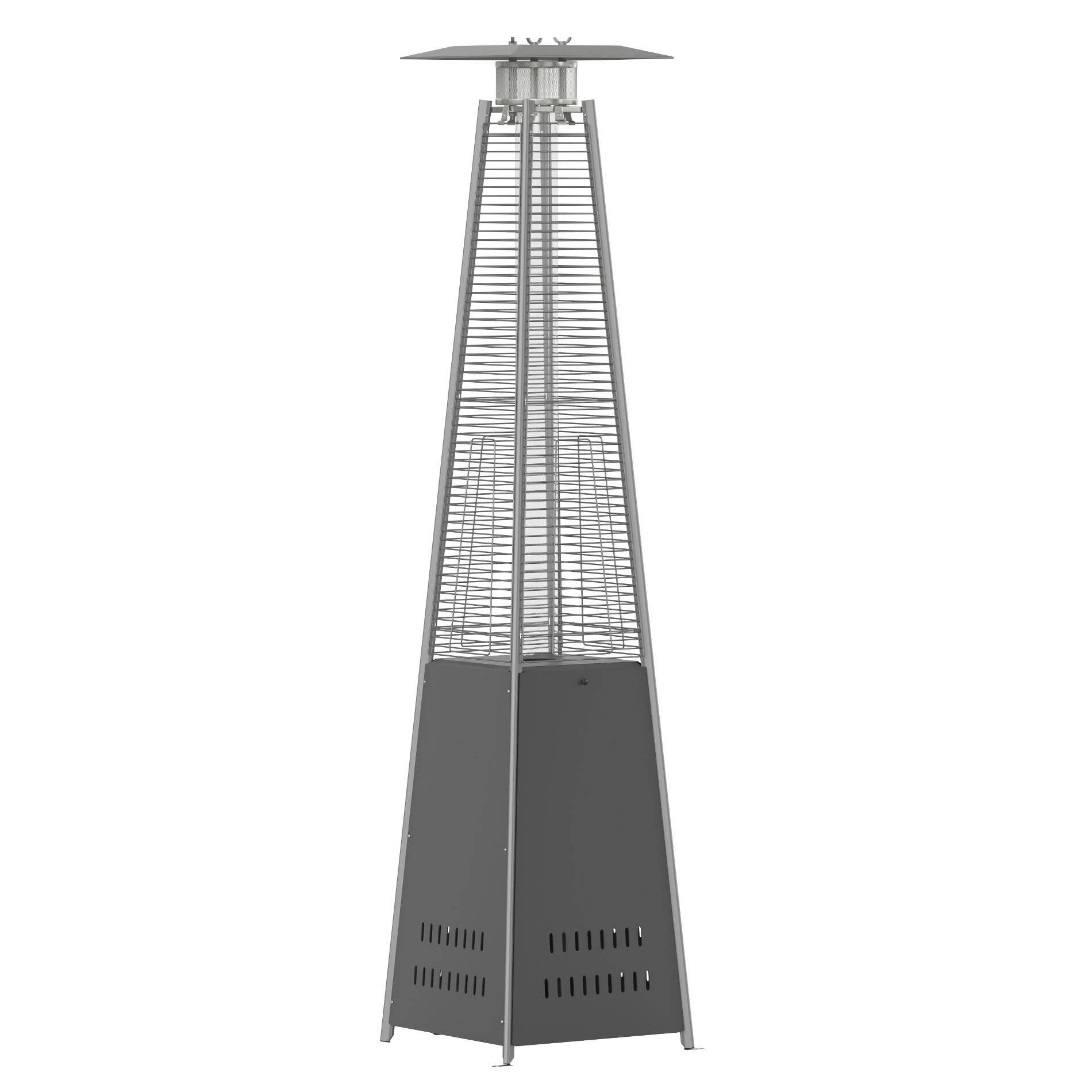 Emma and Oliver Stainless Steel 42,000 BTU Outdoor Pyramid Propane Patio Heater with Wheels in Slate Gray