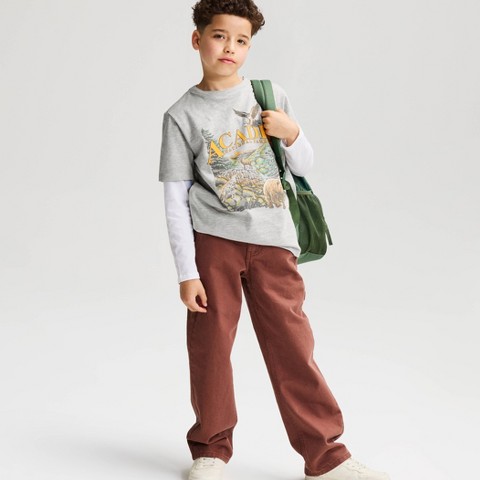 Детские футболки Cat & Jack Boys' Short Sleeve 100% Cotton Acadia National Park Classic Fit Graphic T-Shirt- Cat & Jack™ Heathered Gray M