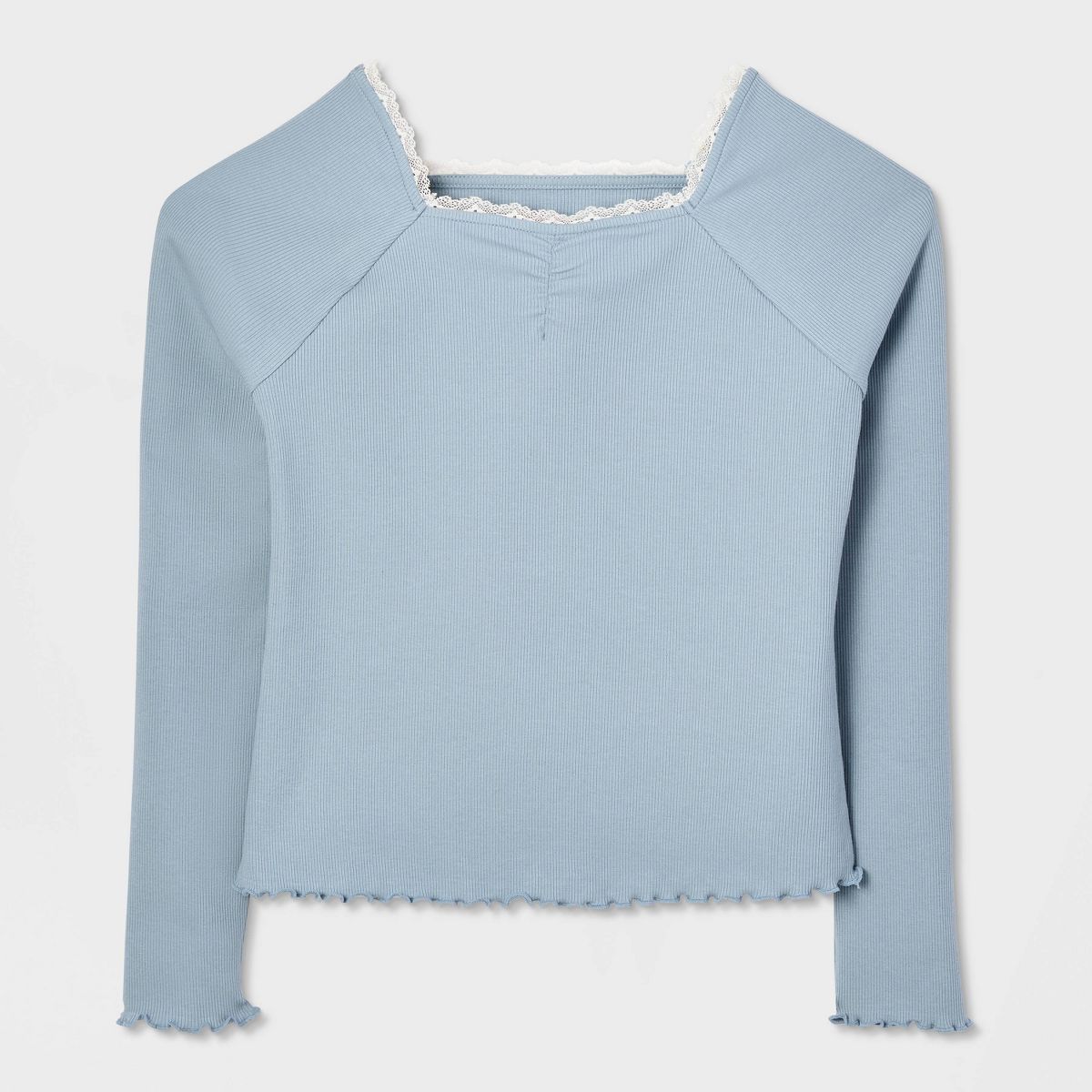 Girls' Long Sleeve Square Neck Ribbed Knit Top - Cat & Jack™ - thumbnail 2
