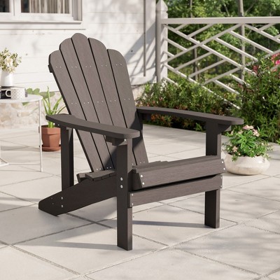Sonkuki Faux Wood Adirondack Chair with High Back and Wide Seat